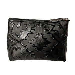 Raviani Black Leather Cosmetic Bag